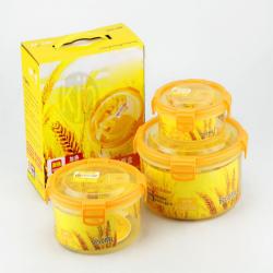 丰盛圆形保鲜盒三套庄