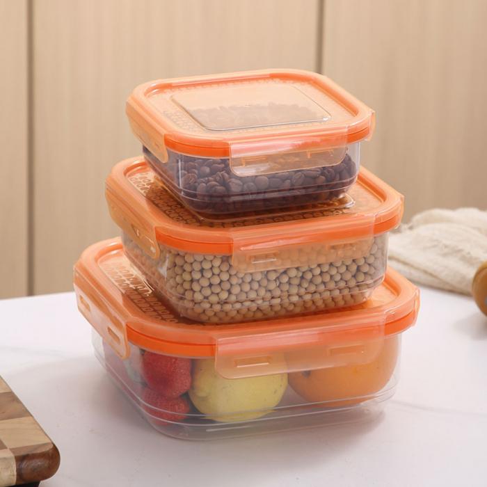 鲜净无缝密封保鲜盒(方形3件套600ml+1100ml