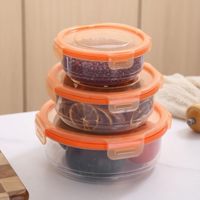 鲜净无缝密封保鲜盒(圆形3件套600ml+1100ml