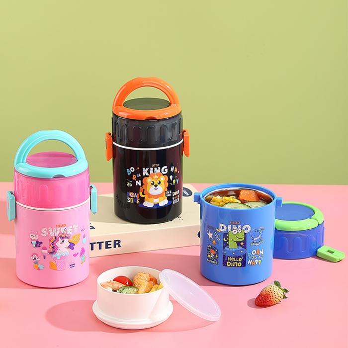 卡通不锈钢双层餐盒900ml