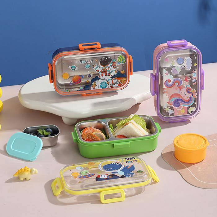 700ml童趣密封不锈钢餐盒(单格+PP碗150ml/2