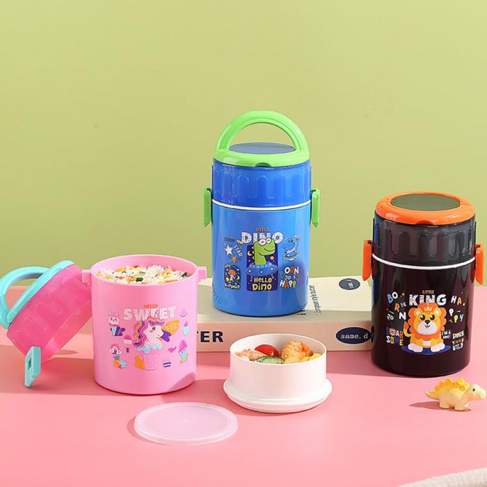 卡通双层密封餐盒(圆锥形)900ml+PP勺