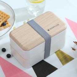 木感长方双层饭盒（定制