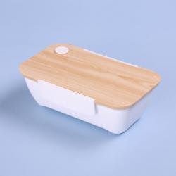 木纹单层便当盒600ml
