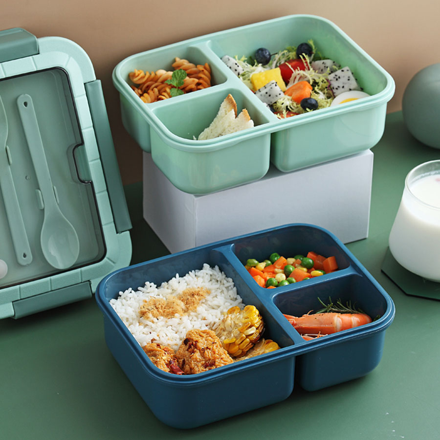 莫兰迪长方三格饭盒