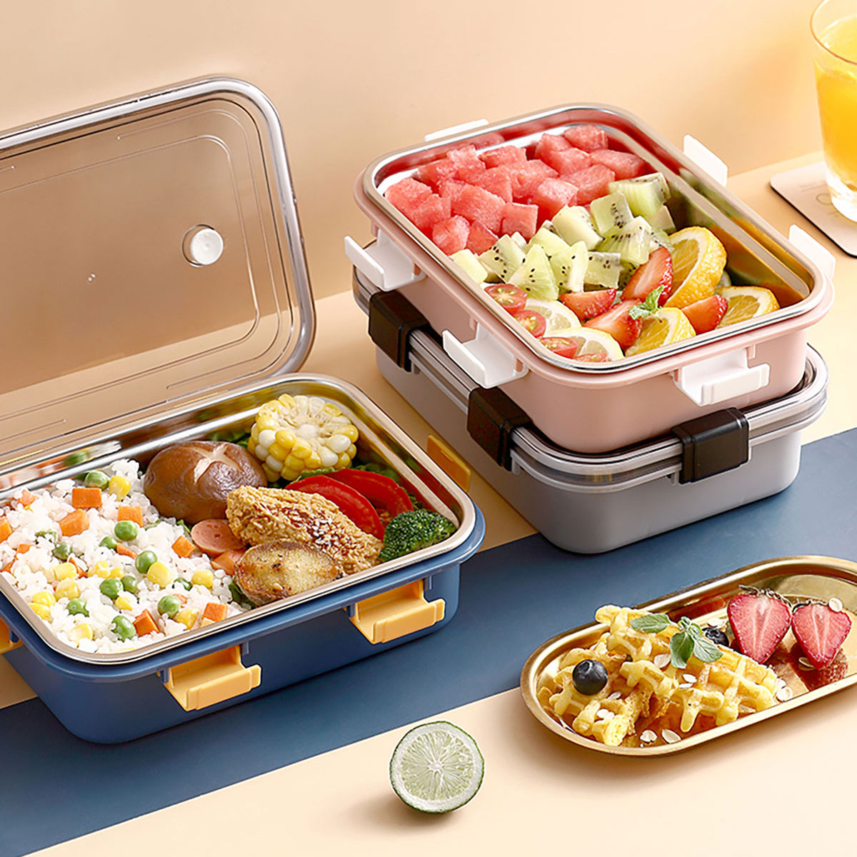 304不锈钢饭盒小号1格