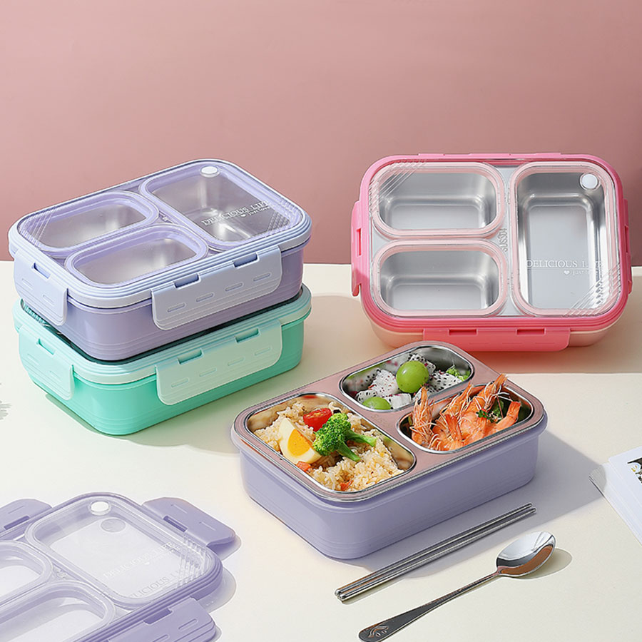 3格不串味不锈钢餐盒6
