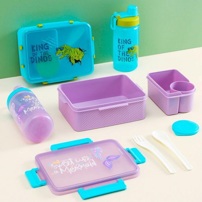 童彩3格饭盒+运动水壶