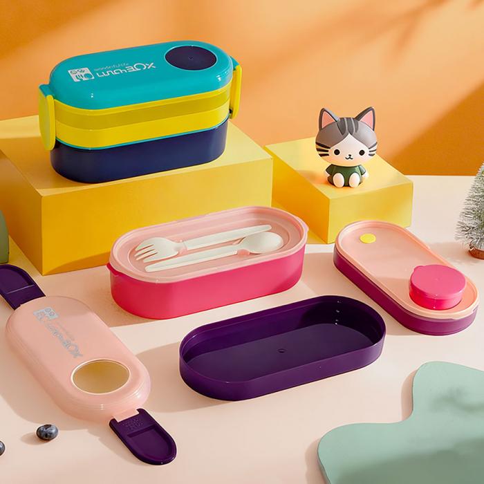 三层便当盒(带硅胶)(900ML)