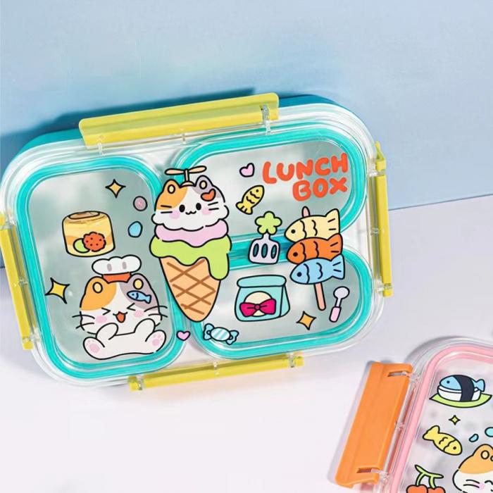 趣绘分格餐盒(带餐具）