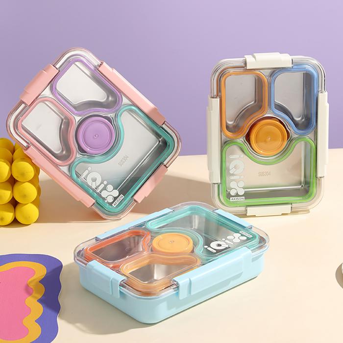 多巴胺独立密封不锈钢餐盒(3格950ml+PP碗80